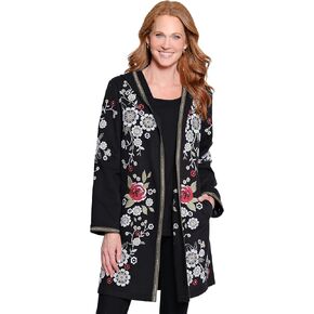 John Mark Womens Clothing | Emb Long Cardigan With Pockets Hoodie and Long Sleeves in Kuwait