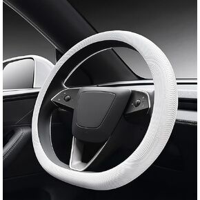 غطاء عجلة القيادة طراز Tesla 3/Y (2016-2025+) - هدايا لأصحاب Tesla، سيليكون مرن قابل للتمدد، مقبض رفيع للغاية غير قابل للانزلاق، مناسب عالمي للعجلات المستديرة/على شكل D - أسود in Kuwait