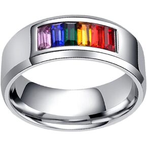 BESTYASH Eternal Rainbow Pride Ring Titanium Steel Finger Jewelry for Couples Accessory for Lgbtq Celebrations and Everyday Wear Multiple in Kuwait