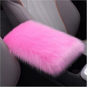 Fluffy Car Center Console Cover, Soft Flush Comfortable Vehicle Armrest Seat Storage Box Protector Pad, Furry Warm Auto Center Armrest Decoration Cushion Mat, Universal Fit (Light Pink) in Kuwait