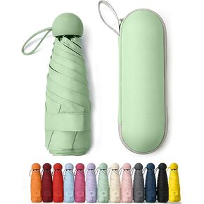 مظلة صغيرة للمحفظة مع حقيبة، أساسيات سفر قوية، حماية من أشعة الشمس فوق البنفسجية، خفيفة الوزن، مضغوطة يدويًا، جيب صغير يناسب حقيبة الظهر، للنساء والأطفال والرجال in Kuwait