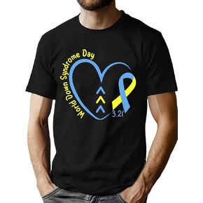 قمصان للتوعية بمتلازمة داون رجل عالم متلازمة داون يوم تي شيرت الحب القلب الشريط الجرافيك ملهمة تي شيرت in Kuwait