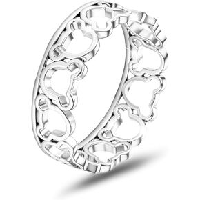 7 مقاسات - حلقة ماوس S925 من الفضة الاسترليني للنساء، خاتم مجوف كرتوني لطيف، مكعب زركونيا لامع، مجوهرات بسيطة أنيقة لصديقة زوجة ابنة، خاتم إصبع السبابة مقاس 6-10 in Kuwait