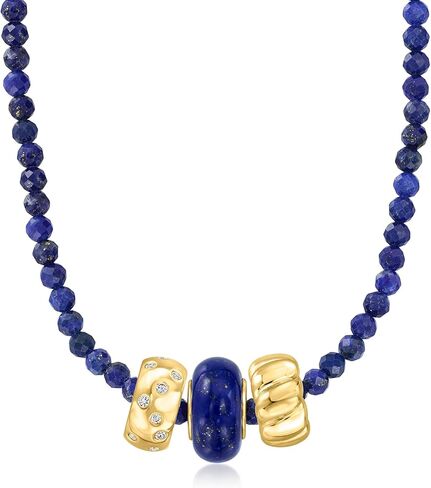 Ross-Simons 3-3.5mm Lapis Bead Necklace With 18kt Gold Over Sterling. 18 inches in Saudi Arabia