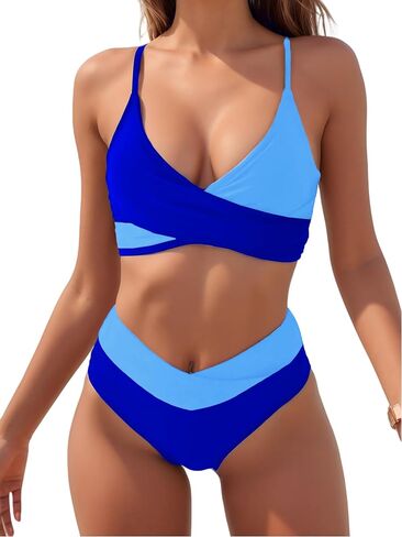 Tainehs Women's Bikini Sets Two Piece Swimsuit V Neck Twist Front V Cut Bottom Bathing Suit in Kuwait
