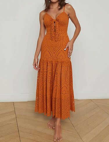 FLAXMAKER Hollow Adjustable Straps Bathing Suits Sling Cut Out Bow Tie One Piece Swimsuit and Skirt in Saudi Arabia