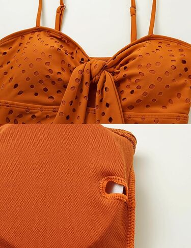 FLAXMAKER Hollow Adjustable Straps Bathing Suits Sling Cut Out Bow Tie One Piece Swimsuit and Skirt in Saudi Arabia