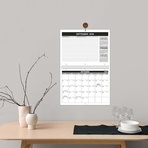 Calendar 2026-2027 - Wall Calendar 2026-2027, 8.5" x 11", 18 Month from Jul. 2026 to Dec. 2027, 3-Hole Punched Binder Calendar with Memo Pages, Twin-Wire Binding, Holidays, For Desk or Wall, Black in Kuwait