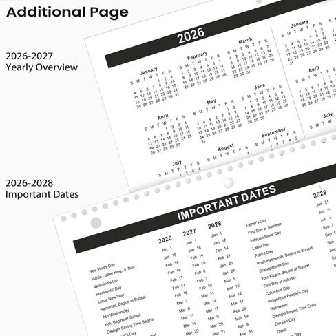 Calendar 2026-2027 - Wall Calendar 2026-2027, 8.5" x 11", 18 Month from Jul. 2026 to Dec. 2027, 3-Hole Punched Binder Calendar with Memo Pages, Twin-Wire Binding, Holidays, For Desk or Wall, Black in Kuwait