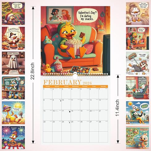 2026 Du-ck It Calendar for Tired Assed Women, Cute Duck Wall Calendar, 12-Month Square 11.4 x 11.4, Funny Women’s Planner with Monthly Duck Art, Large Write-In Boxes, January–December 2026 in Saudi Arabia