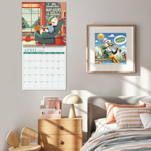 2026 Du-ck It Calendar for Tired Assed Women, Cute Duck Wall Calendar, 12-Month Square 11.4 x 11.4, Funny Women’s Planner with Monthly Duck Art, Large Write-In Boxes, January–December 2026 in Saudi Arabia