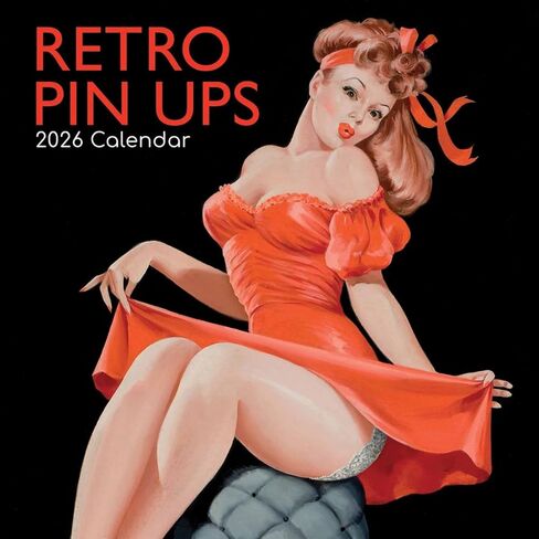 2026 Square Wall Calendar - Retro Pin Ups 12 x 12 Inch Monthly View, 16-Month, Art Theme, Includes 180 Reminder Stickers in Saudi Arabia