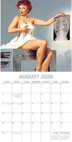 2026 Square Wall Calendar - Retro Pin Ups 12 x 12 Inch Monthly View, 16-Month, Art Theme, Includes 180 Reminder Stickers in Saudi Arabia
