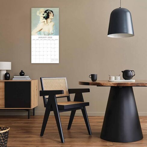 2026 Square Wall Calendar - Retro Pin Ups 12 x 12 Inch Monthly View, 16-Month, Art Theme, Includes 180 Reminder Stickers in Saudi Arabia