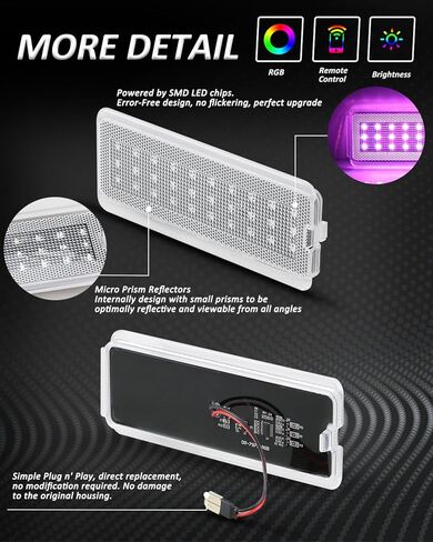 مصابيح باب LED من Bestview RGB متوافقة مع Ford F250 F350 F450 F550 SuperDuty 1999-2007/Excursion 2000-2005، مجموعة مصابيح لوحة الباب الداخلية ذات 16 لونًا مكونة من قطعتين in Saudi Arabia