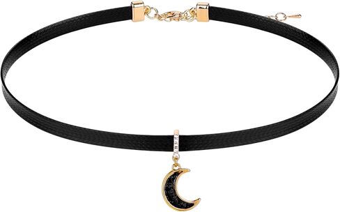 Moon Choker Necklace for Women, Black Dainty Necklace with Elegant Pendant Goth Jewelry Christmas Jewelry Gift for Women in Saudi Arabia