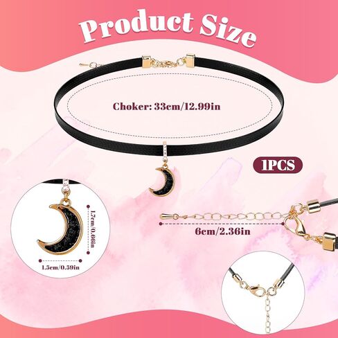 Moon Choker Necklace for Women, Black Dainty Necklace with Elegant Pendant Goth Jewelry Christmas Jewelry Gift for Women in Saudi Arabia