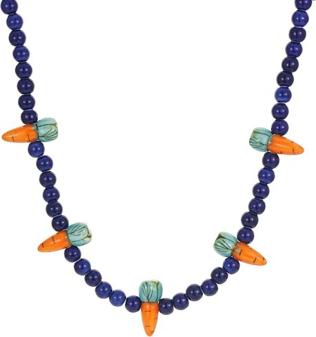 اليدوية مطرز قلادة البحرية الأزرق الخرز الجزرة المختنق القلائد للنساء شخصية مستديرة ملونة مطرز قلادة قلادة الأزياء طوق المجوهرات in Kuwait