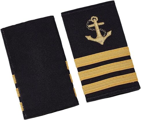 BENECREAT 1 Pair 2"x3.5" Navy Captain Epaulettes with Gold Anchor & Three Bars Design, Cloth Shoulder Boards for Halloween Christmas Cosplay Stage Performances Uniform Accessories in Saudi Arabia