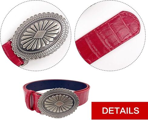 Red Leather Belt for Women, Western Cowgirls Belts Ladies Y2K Country Waist Belt for Pants Jeans Dress Cowboy Cowgirls Belt in Kuwait
