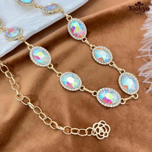 Gold Rhinestone Chain Belt, Sparkly Crystal Concho Western Belt Concert Outfit for Women Dress Jeans in Kuwait