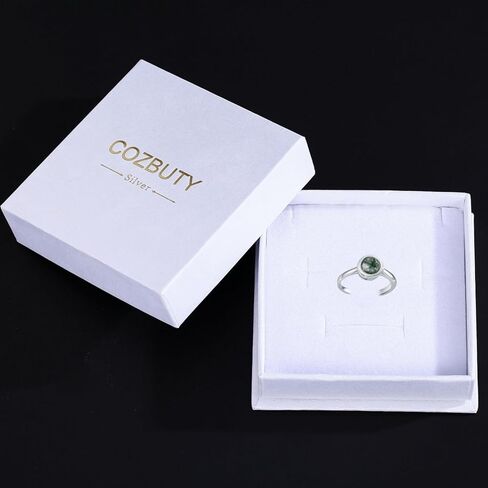 CUOKA MIRACLE Moss Agate Ring S925 Sterling Silver Moss Agate Rings For Women Engagement Ring Moss Agate's Jewelry Gifts For Women Mother's Day Jewelry Gifts in Saudi Arabia