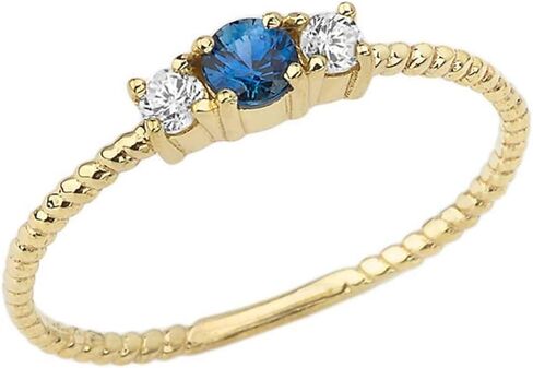 خاتم خطوبة/وعد أنيق من الذهب الأصفر عيار 10 قيراط مرصع بالياقوت والتوباز الأبيض in Kuwait