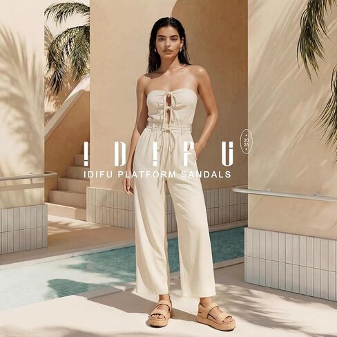 IDIFU IN2 Raffia Platform Sandals Women Espadrille Flatform Chunky Round Open Toe Woven Slingback Two Hook and Loop Straps Beach Comfortable Summer Walking Cute Casual Trendy Wedge Sandals in Saudi Arabia