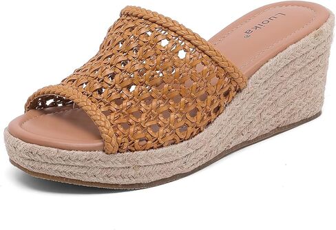 صنادل Luoika النسائية ذات العرض الواسع، صندل صيفي كاجوال بكعب عريض سهل الارتداء بكعب عريض للنساء. in Kuwait