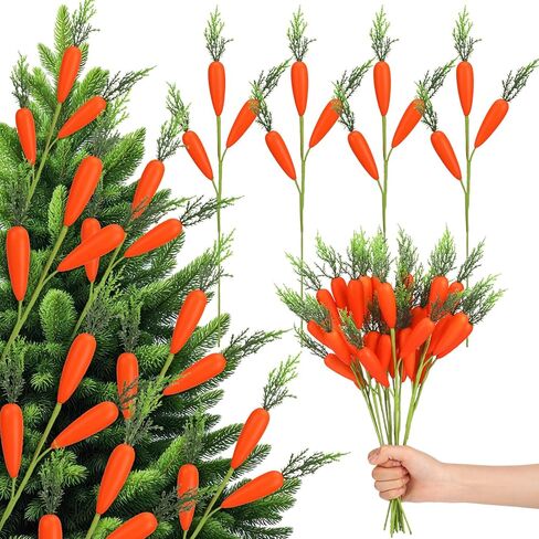 Norme 12 Pcs Easter Tree Decorations Fake Carrot Picks and Sprays 15.3 Inch Realistic Artificial Foam Carrot Branches Easter Stems Vase Filler Ornament for Floral Arrangement Home Table Centerpiece in Saudi Arabia