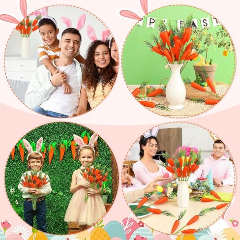 Norme 12 Pcs Easter Tree Decorations Fake Carrot Picks and Sprays 15.3 Inch Realistic Artificial Foam Carrot Branches Easter Stems Vase Filler Ornament for Floral Arrangement Home Table Centerpiece in Saudi Arabia