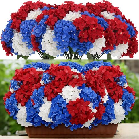 Multicolor 6 Bundles Hydrangea Artificial Flowers Bulk 30 Heads 20'' Faux Fake Hydrangea for Spring Easter Decor Porch Indoor Outdoor Home Garden Wedding Table Centerpieces in Saudi Arabia