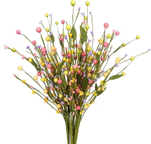 J'FLORU 6 pcs Spring Berry Stems, Artificial Berry Picks Easter Stems for Home Centerpiece Vase Windowsill Decor and Easter Celebration,Suitable for All Seasons in Kuwait