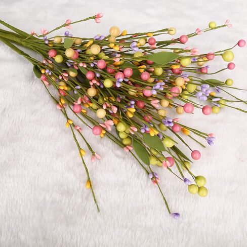 J'FLORU 6 pcs Spring Berry Stems, Artificial Berry Picks Easter Stems for Home Centerpiece Vase Windowsill Decor and Easter Celebration,Suitable for All Seasons in Kuwait