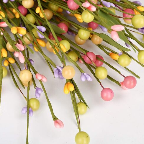 J'FLORU 6 pcs Spring Berry Stems, Artificial Berry Picks Easter Stems for Home Centerpiece Vase Windowsill Decor and Easter Celebration,Suitable for All Seasons in Kuwait