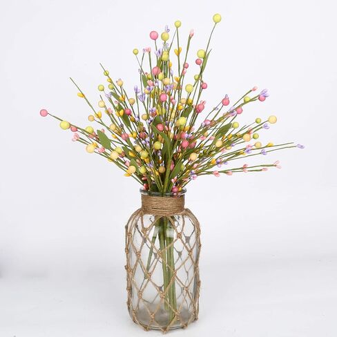 J'FLORU 6 pcs Spring Berry Stems, Artificial Berry Picks Easter Stems for Home Centerpiece Vase Windowsill Decor and Easter Celebration,Suitable for All Seasons in Kuwait