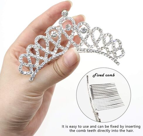 NODG 3 Pieces Silver Tiaras for Women Princess Rhinestone Mini Tiaras with Comb Crowns for Women with Comb for Princess Party Favors in Kuwait