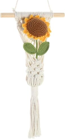 Macrame Wall Hanging Plants with LED Lights, White Cotton Rope, Wooden Dowel, Boho Woven Plant Holders with Artificial Eucalyptus Leaves, Wall Decor, Set of 2 (Green) in Saudi Arabia