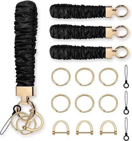 سلسلة مفاتيح قابلة للتمدد لمفاتيح السيارة، سوار حامل مفاتيح قابل للتعديل مع حلقة على شكل حرف D و3 حلقات مفاتيح in Kuwait