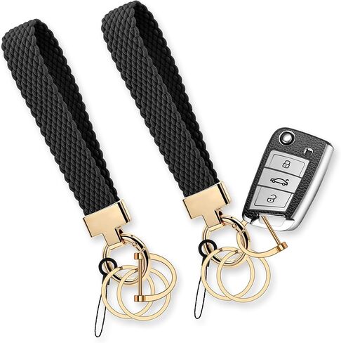 سلسلة مفاتيح قابلة للتمدد لمفاتيح السيارة مع حلقة على شكل حرف D - سوار معصم Scrunchie لطيف حامل مفتاح عالمي in Kuwait