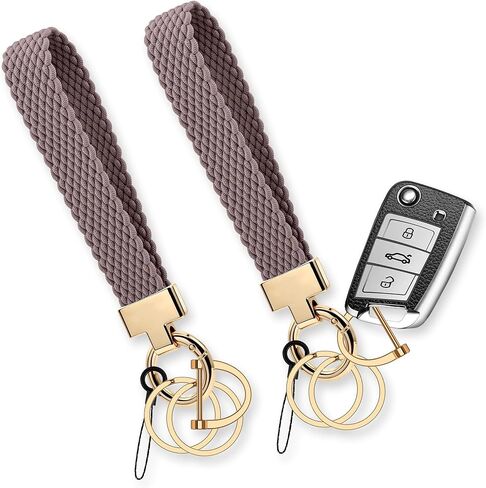 Keychain Wristlet Stretchy for Car Keys with D Ring - Cute Scrunchie Wrist Bracelet Universal Key Fob Holder in Saudi Arabia