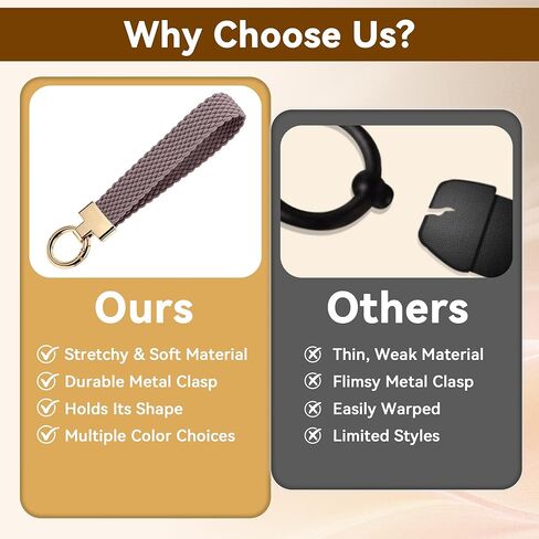 Keychain Wristlet Stretchy for Car Keys with D Ring - Cute Scrunchie Wrist Bracelet Universal Key Fob Holder in Saudi Arabia