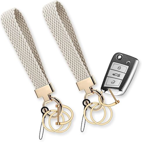 Keychain Wristlet Stretchy for Car Keys with D Ring - Cute Scrunchie Wrist Bracelet Universal Key Fob Holder in Saudi Arabia
