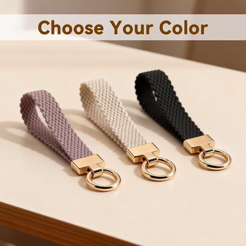 Keychain Wristlet Stretchy for Car Keys with D Ring - Cute Scrunchie Wrist Bracelet Universal Key Fob Holder in Saudi Arabia