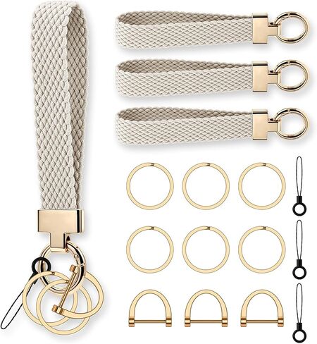 Keychain Wristlet Stretchy for Car Keys with D Ring - Cute Scrunchie Wrist Bracelet Universal Key Fob Holder in Saudi Arabia