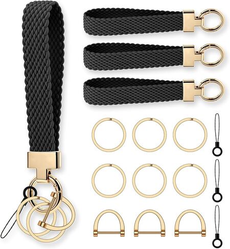 Keychain Wristlet Stretchy for Car Keys with D Ring - Cute Scrunchie Wrist Bracelet Universal Key Fob Holder in Saudi Arabia