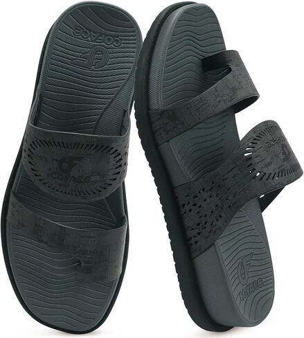 COFACE Womens Orthotic Cushion Sandals Comfortable Arch Support Walking Slides Fashion Split Toe Summer Vacation Beach Flip Flops For Women Relief Plantar Fasciitis in Kuwait