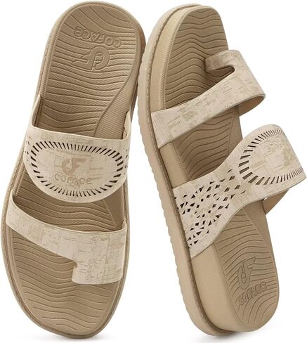 COFACE Womens Orthotic Cushion Sandals Comfortable Arch Support Walking Slides Fashion Split Toe Summer Vacation Beach Flip Flops For Women Relief Plantar Fasciitis in Saudi Arabia