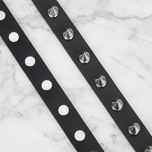 3PCS Leather Gothic Spiked Choker, Black Vintage Studded Bracelets Collar Necklaces, Adjustable Punk Accessories for Men & Women, Goth Costume Jewelry for Halloween in Saudi Arabia