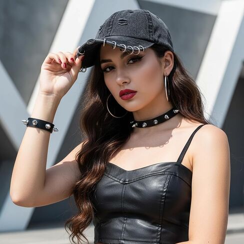 3PCS Leather Gothic Spiked Choker, Black Vintage Studded Bracelets Collar Necklaces, Adjustable Punk Accessories for Men & Women, Goth Costume Jewelry for Halloween in Saudi Arabia
